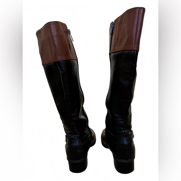 Bandolino Two-Tone Black & Brown Knee-High Riding Boots | Women’s Size 9 - Picture 3 of 11